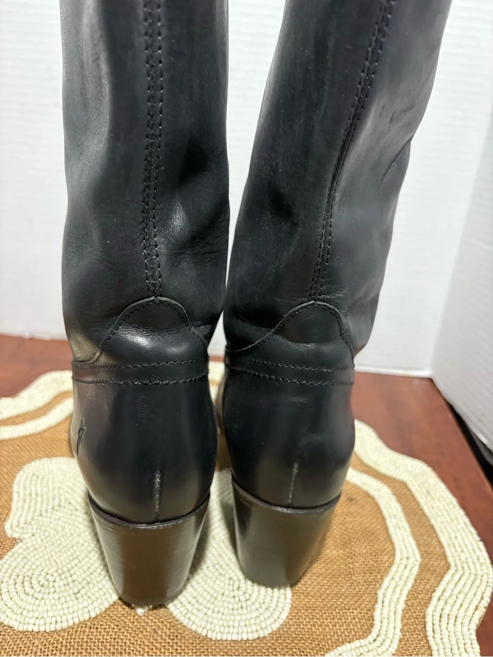 Frye Black Tall Leather Knee Boots